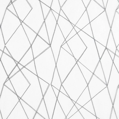 Gray Geometric Embroidery Semi-Sheer Rod Pocket Curtain Panels