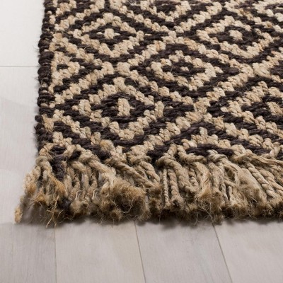 Handmade Brown and Natural Jute Diamond Area Rug