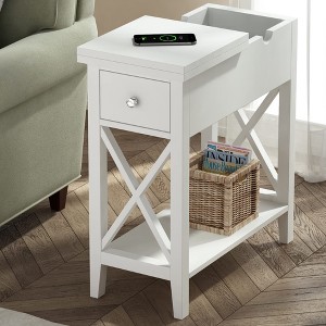 GDFStudio Gabriel Modern 2-Drawer End Table with Flip Top and Lower Shelf - 1 of 4