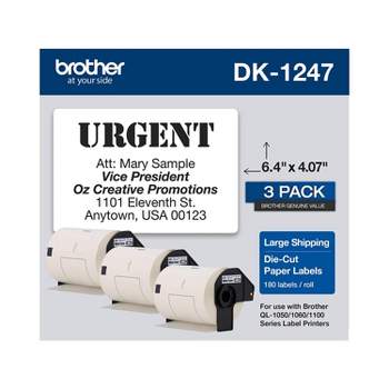 Brother DK-1247 Large Shipping Paper Labels 6-4/10" x 4-7/100" Black on White 180 Labels/Roll 3
