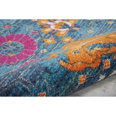 Denim Floral Synthetic 9' x 12' Hand-knotted Area Rug