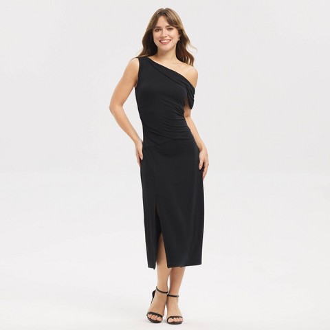 Женские платья A New Day Women's One Shoulder Ruched Midi Dress - A New Day™ Black M
