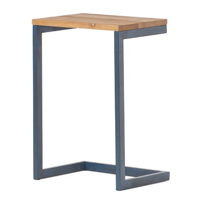 Ramona Antique Firwood and Iron C-Shaped Accent Table, Medium