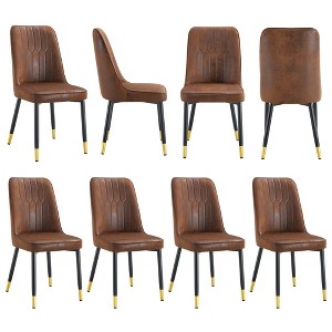 NicBex PU Leather Dining Chairs Set of 8,Armless Upholstered Kitchen Chair with High Backrest and Silver-Toned Metal Leg for Dining Room,Kitchen - 1 of 4