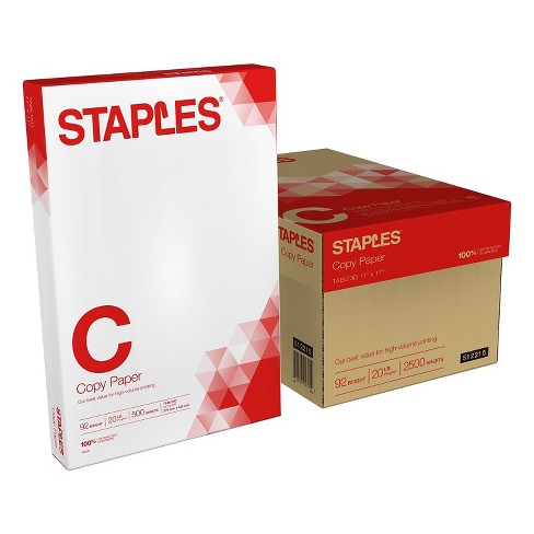 Staples 11 X 17 Copy Paper 20 Lbs 92 Brightness 500/rm 5 Rm/ct (512215) :  Target