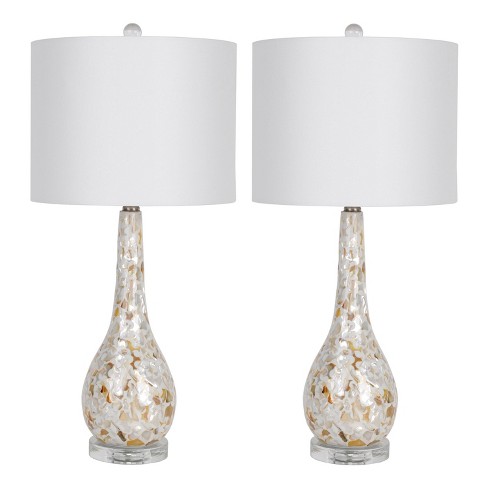 Set Of 2 Demi Mother Pearl Resin, Mother Of Pearl Standing Lamp
