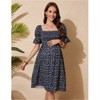 Clearlove Women's Floral Print Square Neck Shirred Puff Sleeve Maternity Dress Nursing Friendly Bump Flowy Maxi - 2 of 4