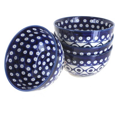 Blue Rose Polish Pottery Xandra 4 PIece Dessert Bowl Set