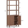 5 Tier Tall Bookcase With Door ,Mid-Century Oak  Bookcase  ,Thicken Wood Bookshelves Display Cabinet ,book shelves for bedroom ,living room - 3 of 4
