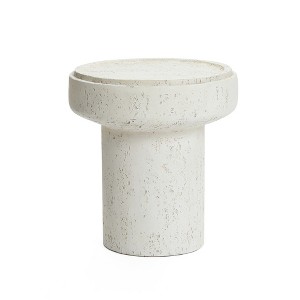 LuxenHome Off White MgO Round 18.5-Inch Tall Side Table, Indoor and Outdoor Off-White - 1 of 4