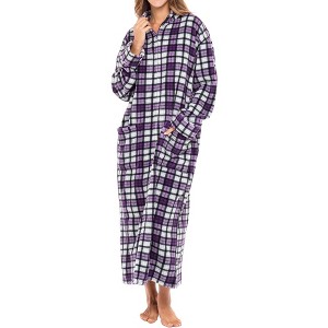 ADR Women's Zip Up Robe Fleece Soft Warm Plush Oversized Zipper Bathrobe - 1 of 4