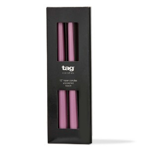 tag Color Studio 12" Traditional Taper Unscented Smokeless Paraffin Wax Candle Lilac Set of 4, Burn Time 8 hrs. - 1 of 2