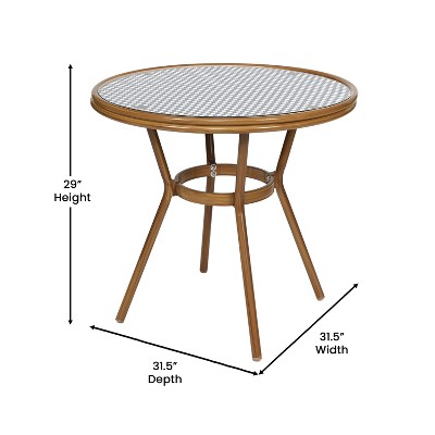 Navy and White Glass Top Bistro Set with Natural Aluminum Frame
