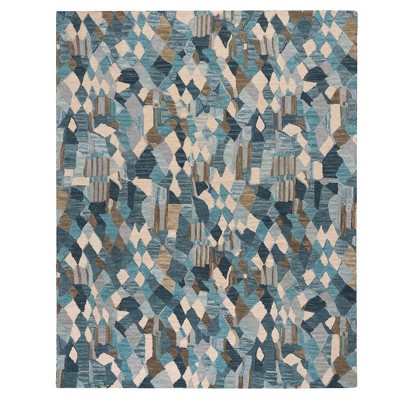 Handmade Blue Wool Rectangular Rug 2' x 3'