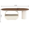 Modern Oval Coffee Table with Storage Drawer,Faux Marble Table with Metal Base for Living Room,Coffee Table with Adjustable Feet-Coolbibila - 4 of 4
