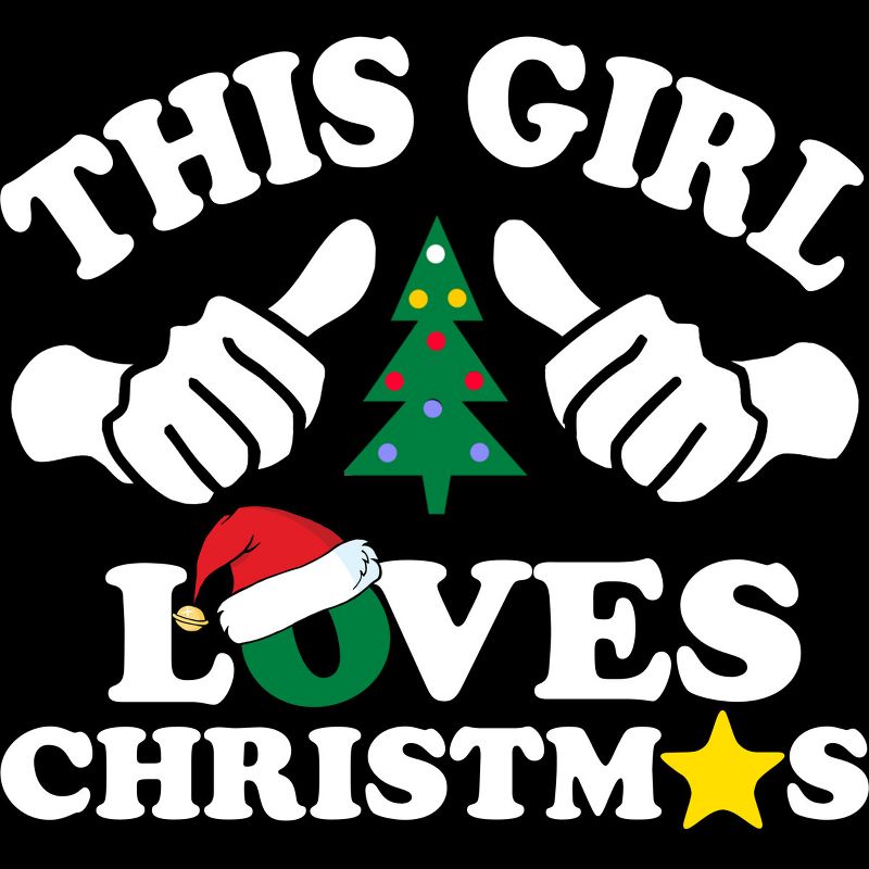 Junior's Design By Humans This Girl Loves Christmas Thumbs White Text By personalized T-Shirt, 2 of 4