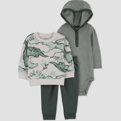 Image of Carter's Just One You® Baby Boys' Striped Top & Bottom Set - Green 3M