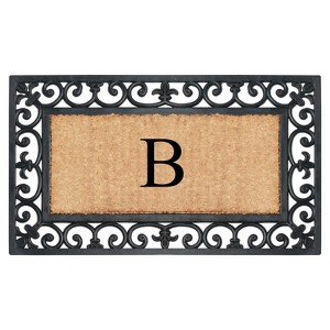 A1HC Natural Rubber & Coir 18x30, Monogrammed Doormat For Outdoor Entrance, Anti-Shed Treated Mat - 1 of 4