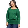 24seven Comfort Apparel Round Neck Long Blouson Sleeve Banded Bottom Top - 2 of 4