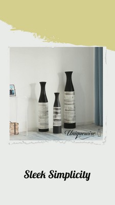 Handcrafted Black and White Ceramic Bottle-Shaped Floor Vase