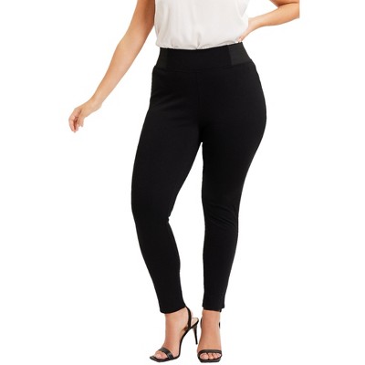 June + Vie by Roaman's Women's Plus Size FormFit Classic Ponte Pant, 10/12  - Black