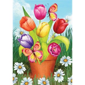 Potted Tulips Spring Garden Flag Floral 18" x 12.5" Briarwood Lane - 1 of 4