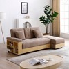 80'' Cotton Linen Convertible Multifunctional Double Folding Sofa Couch with Storage Ottoman, Box & Drawer, Drop Down Table with 2 Cup Holders - 2 of 4