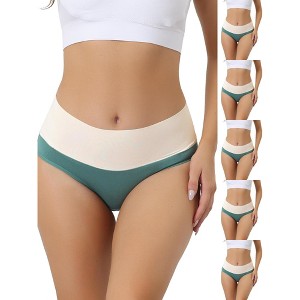 INSPIRE CHIC Women's High Waist Cotton Comfortable Stretch Soft Tummy Control Briefs 6 Packs - 1 of 4