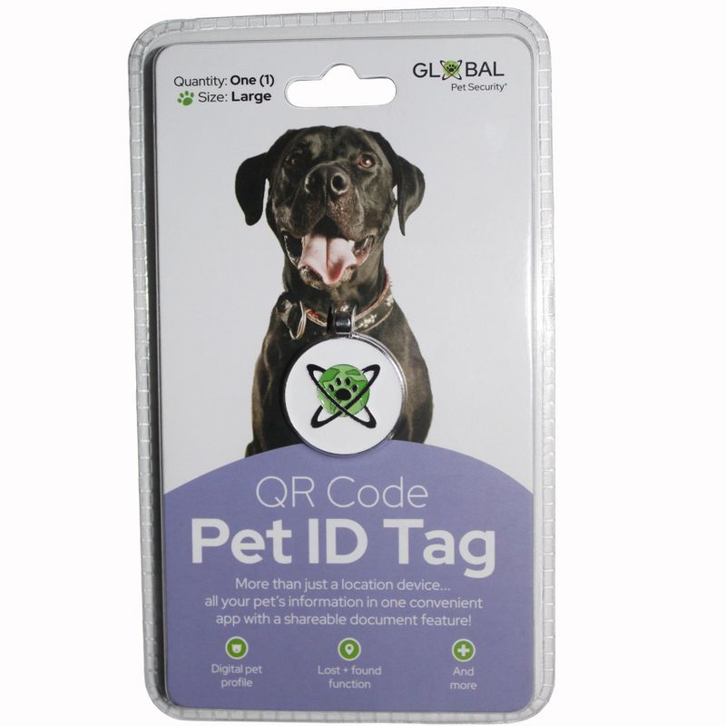 Global Pet Security QR Code Pet Collar ID Tag with Mobile App including Microchip Registration and Medical Records Sharing, 1 of 8