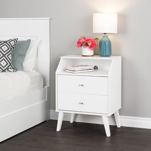 Modern white deals nightstand with drawers