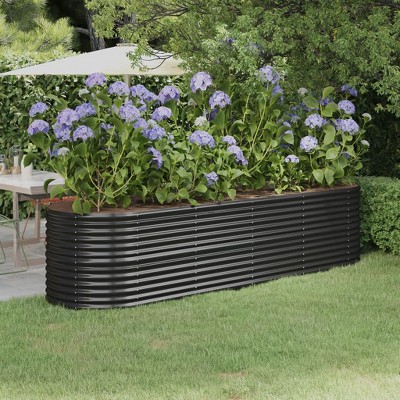 vidaXL Garden Raised Bed Powder-coated Steel 116.5"x31.5"x26.8" Anthracite
