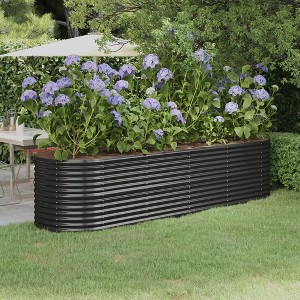 vidaXL Garden Raised Bed Powder-coated Steel 116.5"x31.5"x26.8" Anthracite - 1 of 4