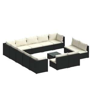 vidaXL Garden Lounge Set Black frame, Cream cushions - 1 of 4