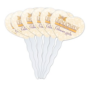 Gilmore Girls Dragonfly Inn Heart Love Cupcake Picks Toppers Decoration Set of 6 - 1 of 4