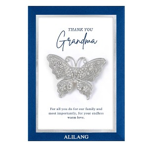 Anna-Kaci Clear Silver Butterfly Crystal Rhinestone Brooch Pin with Family or Friend Gift Message Card & Envelope Jewelry Gifts - 1 of 4