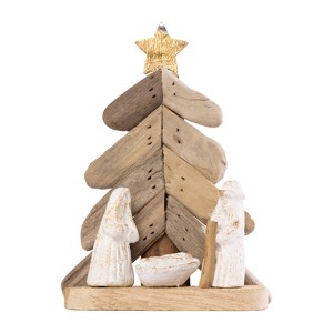 Transpac Driftwood Tree Nativity Figurines Beige Wood Christmas Tabletop Decor for Indoor Holiday Celebrations and Gifts - 1 of 1