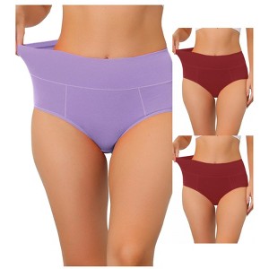 Allegra K Women's High Waist Available in Plus Size Tummy Control Briefs 3 Packs - 1 of 4
