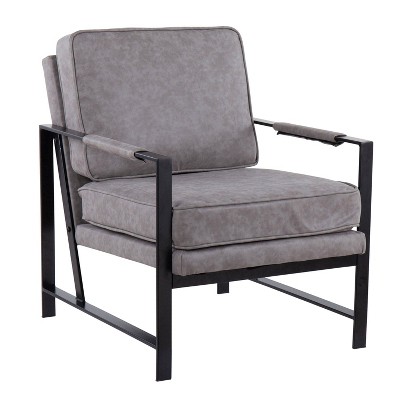 Franklin Arm Chair Leather/Steel Black/Gray - LumiSource