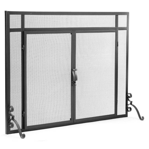 Plow & Hearth - Large Cast Iron Scrollwork Fireplace Fire Screen With  Doors, 44w X 33h : Target