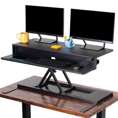 FlexPro Premier Electric Standing Desk Converter – 40" Sit to Stand Workstation – Black – Stand Steady