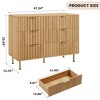 Natural 6-Drawer Dresser: 47.2" Wide Modern Fluted Chest with Deep Drawers – Ideal for Bedroom, Living Room, Hallway, Kids Room - 2 of 4