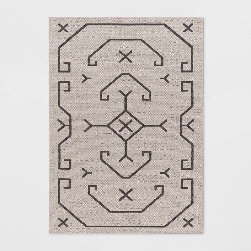 Linear Global Outdoor Rug Ivory/Black - Threshold™, 1 of 6
