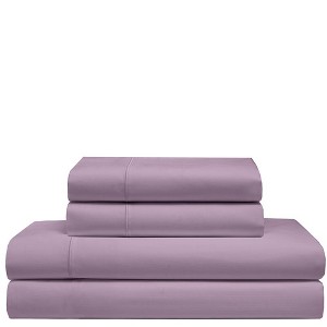California King 525 Thread Count Solid Cooling Cotton Sheet Set Smokey Plum - Elite Home Products, Smokey Purple