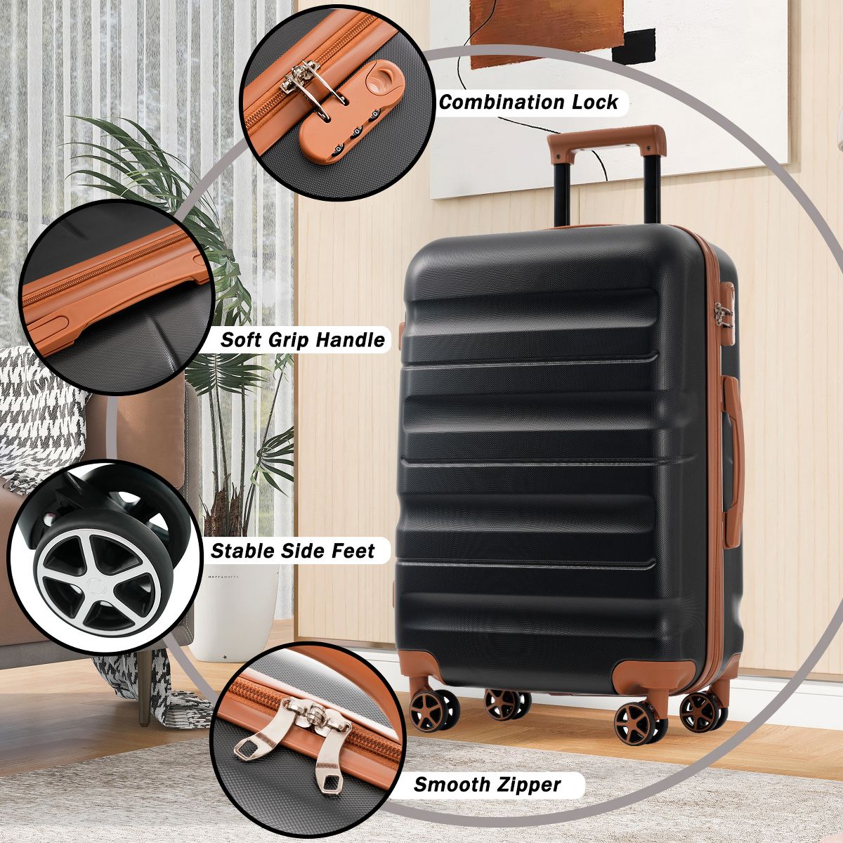 Polibi Luggage Set 6 Pieces with 12 Inch, 14 Inch, 16 Inch, 20 Inch Carry-On and 24 Inch, 28 Inch Checked Suitcase - thumbnail 7