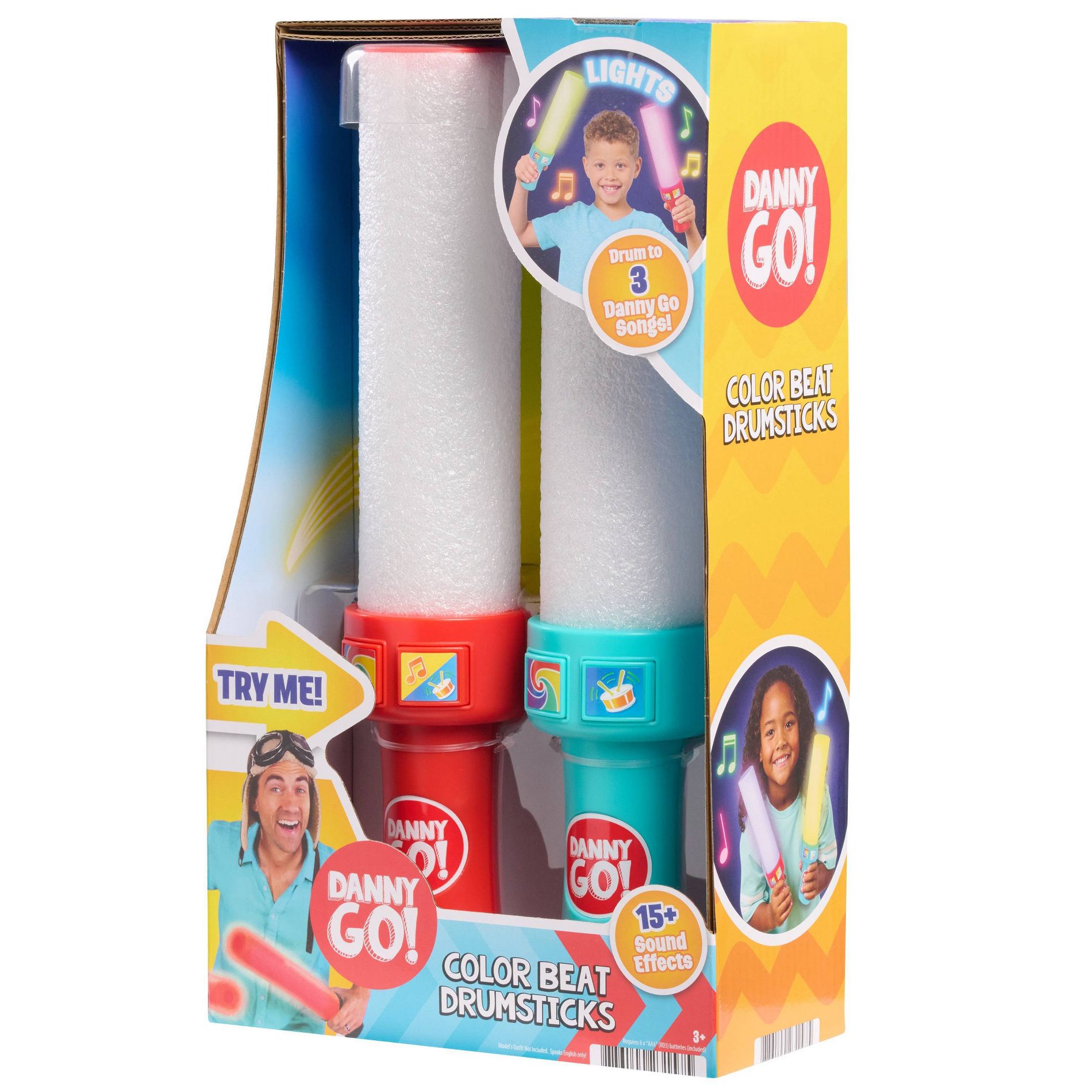Danny Go! Color Beat Drumsticks Light-Up Musical Drumsticks Toy for Preschool and Elementary School Kids Inspired by Danny Go! Show