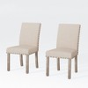Log Rural Style Dining Chair set of 2 Linen Upholstered Armlesschair Solid Wood Legs-Morden Fort - 4 of 4