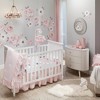 Lambs & Ivy Floral Garden Pink Linen Shirred Crib Skirt/Dust Ruffle - 3 of 3
