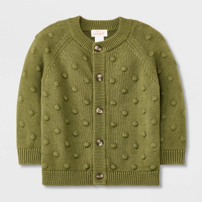 Image of Baby Bobble Sweater Cardigan Sweater - Cat & Jack™ Olive Green 3-6M