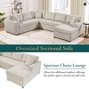 115.3" Oversized U-Shaped Sectional Sofa with Chaise Lounge, Corduroy Upholstery & 3 Throw Pillows, Spacious Living Room Couch, Removable Cushions - 4 of 4