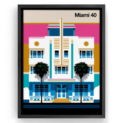 Americanflat - 30x40 Floating Canvas Black - Miami 40 By Bo Lundberg :  Target